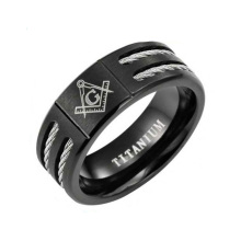 Nuevo Mens MASONIC RING Black Titanium grabado Inside Sz 7.5 - 14